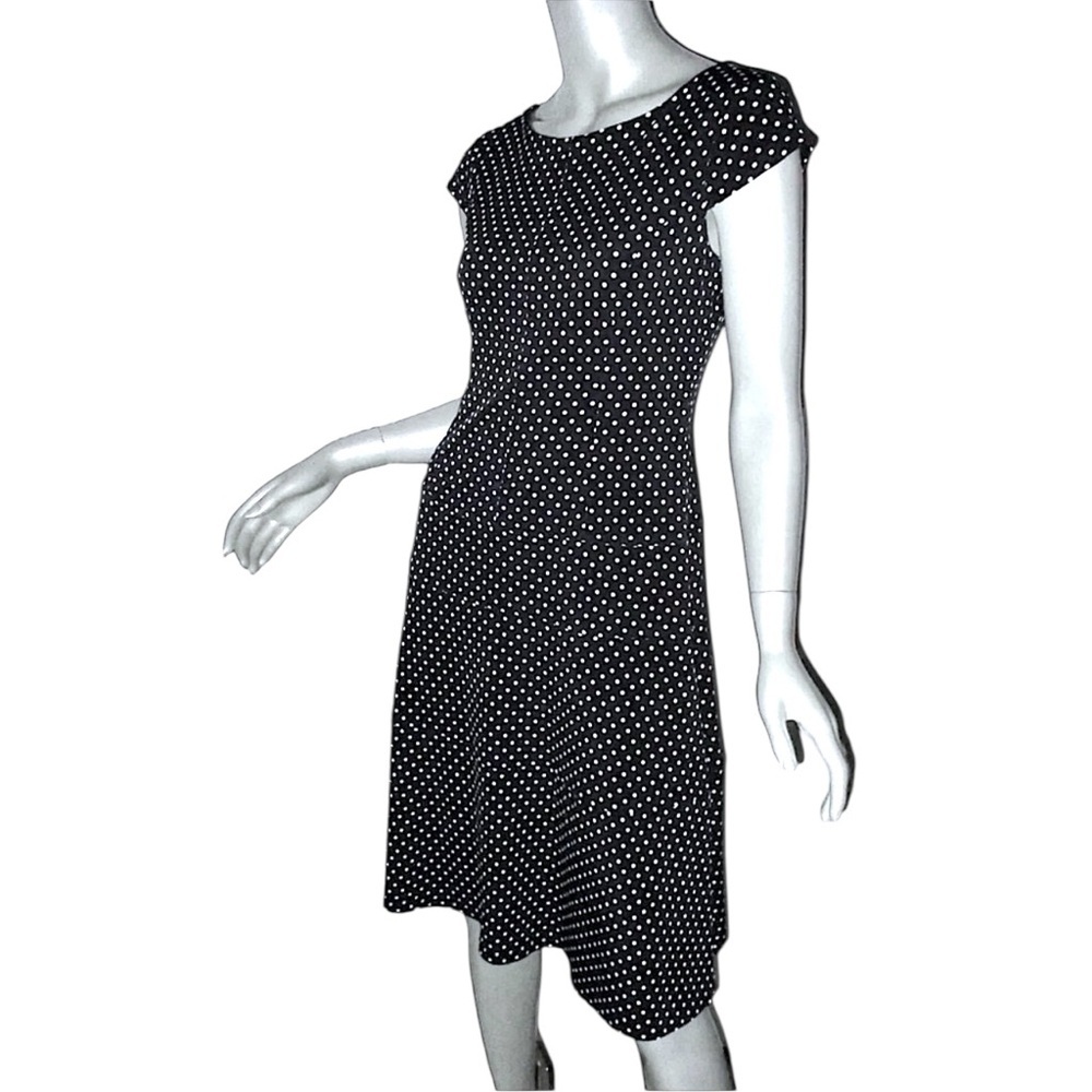 Vintage JOSEPH RIBKOFF Elegant Tiered Dress Black/White Polka Dot Size 14 Goth